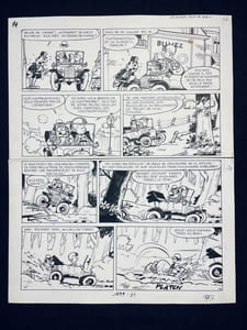 Marc Lebut et son voisin. Un Klaxon pour la Ford T. Planche originale.