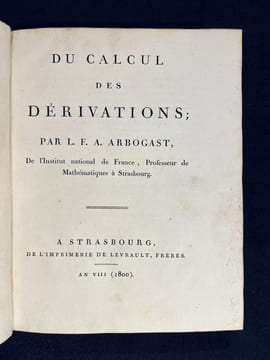 Du calcul des dérivations.. ARBOGAST Louis François Antoine: