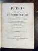 Pr&eacute;cis des le&ccedil;ons d'architecture donn&eacute;es a l'&Eacute;cole Royale Polytechnique. Par J. N. L. Durand, architecte, professeur.. DURAND Jean Nicolas Louis: