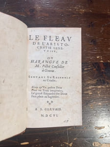 Le fléau de l'aristocratie genevoise, ou, Harangue de M. Pictet conseiller à Genève, servant de response au "Citadin".