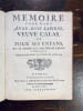 M&eacute;moire pour Dame Anne-Rose Cabibel, veuve Calas, et pour ses enfans, sur le renvoi aux requ&ecirc;te de l'h&ocirc;tel au Souverain, ordonn&eacute; par arret du conseil ...