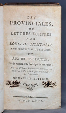 Les provinciales, ou Lettres écrites par Louis de Montalte à un provincial de ses amis et aux RR. PP. Jésuites, sur la morale & la politique de ces ...