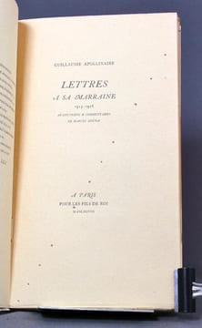 Lettres à sa marraine. 1915-1918.. APOLLINAIRE Guillaume; ADEMA Marcel (avant-propos et comm.):