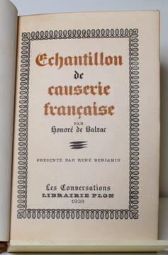 Echantillon de Causerie française.. BALZAC Honoré de; BENJAMIN René (prés.):