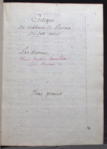 L’Anti-Robert: Critique du nobiliaire de Provence de l’abé [sic] Robert. Par Messieurs [encre rouge et d’une autre main] Simon Joseph de Barcillon sieur de Mauvans.