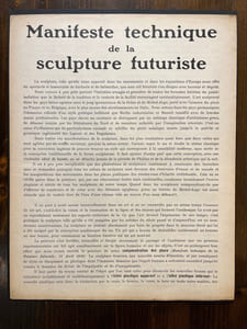 Manifeste technique de la sculpture futuriste.