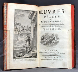 Oeuvres mêlées de littérature de M. de Lafargue. Des Académies Royales des Sciences, Belle-Lettres & Arts de Caen & de Lyon.