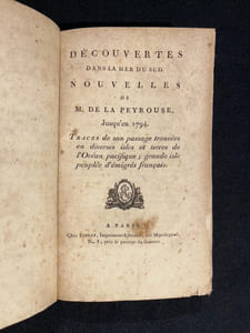 Découvertes dans la mer du sud. Nouvelles de M. de La Peyrouse, jusqu'en 1794. Traces de son passage trouvées en diverses isles et terres de l'Océan pacifique; grande isle peuplée d'émigrés français.