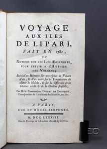 Voyage aux Iles de Lipari, fait en 1781, ou Notice sur les Iles Aeoliennes, pour servir à l'histoire des Volcans; suivi d'un mémoire sur une espèce de Volcan d'air & un autre sur la température du climat de Malthe, & sur la différence de la chaleur réelle & de la chaleur sensible.