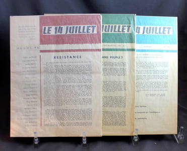 Le 14 juillet. N°1, 14 juillet 1958; n°2, 25 octobre 1958; n°3, 18 juin 1959.