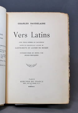 Vers latins avec trois poèmes en fac-simile suivis de compositions latines de Sainte-Beuve et Alfred de Musset.. BAUDELAIRE Charles; SAINTE-BEUVE; ...