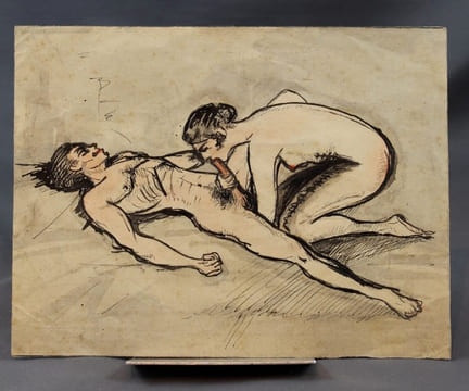 [Onze dessins érotiques aquarellés].. [CURIOSA] SCHOUL R.: