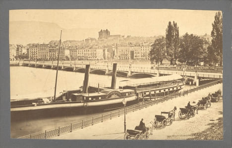 [Quai du Mont-Blanc, pont du Mont-Blanc, île Rousseau et le bateau Winkelried].. [ANONYME]: