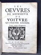Les oeuvres de Monsieur de Voiture. Quatrièsme édition. Revuë, corrigée, & augmentée. par VOITURE [Vincent] Monsieur de: - Image 2