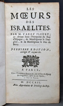 Les moeurs des israelites.. FLEURY Abbé:
