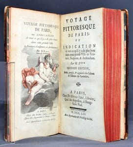 Voyage pittoresque de Paris ; ou Indication de tout ce qu'il y a de plus beau dans cette grande Ville en Peinture, Sculpture, & Architecture. Par M. D. ***. [suivie de] Table alphabétique de toute les rues, cul-de-sacs, passages, quais, ponts, places publiques, de la ville & fauxbourgs de Paris indiquées par leur noms, tant anciens que modernes, avec ceux des quartiers où elles sont situées.