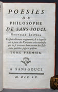 Poésies du philosophe de Sans-Souci. Nouvelle édition considérablement augmentée, & à laquelle on a joint des Variantes très-curieuses qui ne se trouvent dans aucune des Editions publiées jusqu'à présent. par [Frédéric II de Prusse]: - Image 2