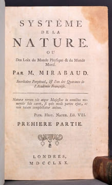 Système de la nature ou des lois du monde physique et du monde moral.. [HOLBACH Paul-Henri Thiry, Baron]; MIRABAUD Jean-Baptiste: