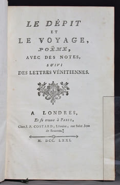 Le dépit et le voyage, poëme, avec des notes, suivi des lettre vénitiennes.. [BASTIDE Jean-François de]:
