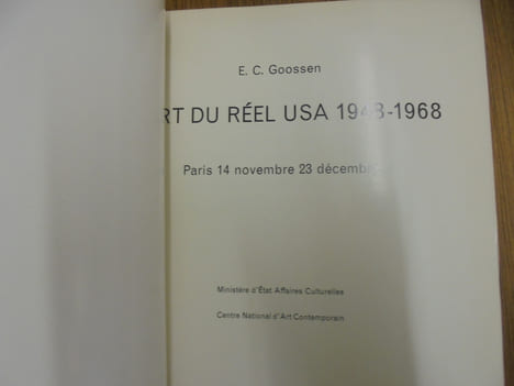 L'art du réel Usa 1948-1968. GOOSSEN E.C.