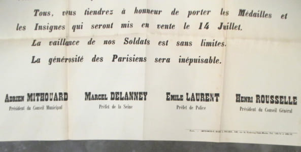 JOURNEE DE PARIS. 14 juillet 1916. APPEL A LA POPULATION