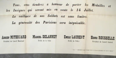 JOURNEE DE PARIS. 14 juillet 1916. APPEL A LA POPULATION