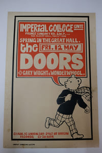 The Doors May 12th 1972 Imperial College concert's Poster / Affiche du concert des Doors à l'Imperial College le 12 mai 1972
