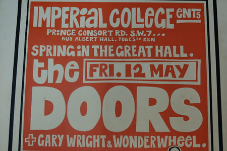 The Doors May 12th 1972 Imperial College concert's Poster / Affiche du concert des Doors à l'Imperial College le 12 mai 1972