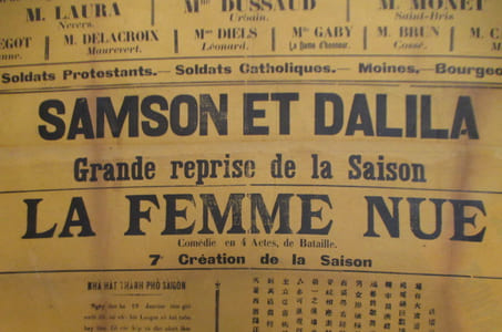 THEATRE MUNICIPAL DE SAIGON. Mardi 19 Janvier 1909. SOIREE DE GALA pour les représentations de Mlle DOLNAY et Mlle Magda VASSILIEF. Pour la première fois à Saigon LES HUGUENOTS. SAMSON et DALILA grande reprise de la Saison. LA FEMME NUE // MUNICIPAL THEATER OF SAIGON. Tuesday, January 19th, 1909. GALA EVENING for the representations of Miss DOLNAY and Miss Magda VASSILIEF. For the first time in Saigon THE HUGUENOTS. SAMSON AND DELILAH big resumption of the Season. THE NAKED WOMAN // Nhà hát Thành phố Sài Gòn. Thứ 3 Tháng một 19, 1909. GALA buổi tối cho màn trình diễn DOLNAY Hoa hậu và Hoa hậu Magda VASSILIEF. Đây là lần đầu tiên ở Sài Gòn Huguenots. SAMSON và Dalila phục hồi cao của mùa giải. Người phụ nữ NAKED