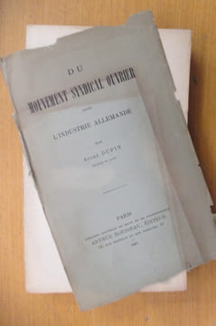 DU MOUVEMENT SYNDICAL OUVRIER dans L'INDUSTRIE ALLEMANDE. André Dupin