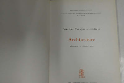 Vocabulaire de l'architecture. Principes d'analyse scientifique en 2 volumes