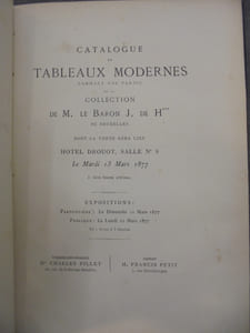 Catalogue de tableaux modernes formant une partie de la collection de M. le Baron J. de H*** [Jules de Hauff] de Bruxelles.