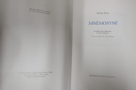 Mnémosyne - Parallèle entre Littérature et Arts platiques. Mario Praz