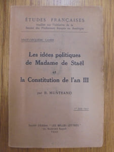 LES IDEES POLITIQUES DE MADAME DE STAEL ET LA CONSTITUTION DE L'AN III