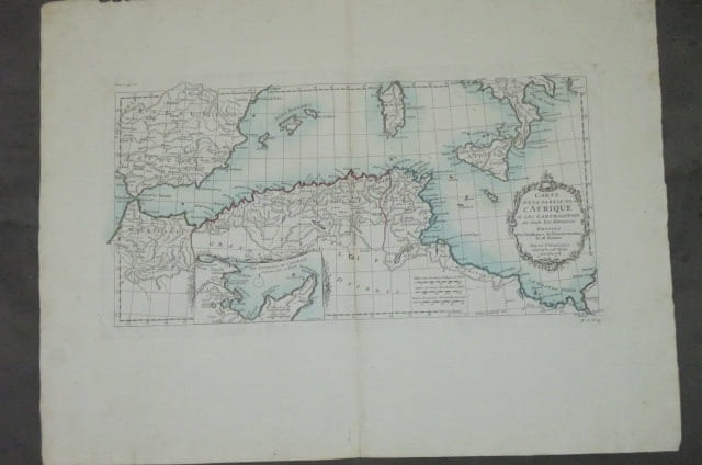 CARTE DE LA PARTIE DE L'AFRIQUE OU LES CARTHAGINOIS ont &eacute;tendu leur domination. Dress&eacute;e pour l'intelligence de l'Histoire Ancienne de Mr ROLLIN.. Sr. ...