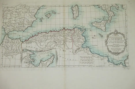 CARTE DE LA PARTIE DE L'AFRIQUE OU LES CARTHAGINOIS ont étendu leur domination. Dressée pour l'intelligence de l'Histoire Ancienne de Mr ROLLIN.. Sr. ...