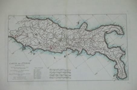 CARTE DE L'ITALIE proprement dite où l'objet principal a été de tracer LES VOYES ROMAINES. Pour l'intelligence de l'Histoire Romaine de Mr ROLLIN.