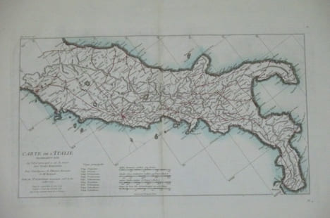 CARTE DE L'ITALIE proprement dite où l'objet principal a été de tracer LES VOYES ROMAINES. Pour l'intelligence de l'Histoire Romaine de Mr ROLLIN.. ...
