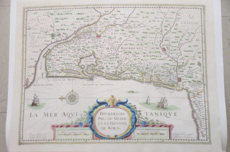 CARTE : Bourdelois Pays de Médoc et la Prevoste de Born. Jocodius Hondius, Evert Symonsz Hamersveldt, Johannes Janssonius