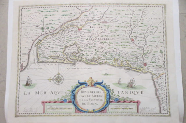 CARTE : Bourdelois Pays de M&eacute;doc et la Prevoste de Born. Jocodius Hondius, Evert Symonsz Hamersveldt, Johannes Janssonius