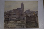 Aquarelle d’André Debergue / Pont de Beaumont / 7-4-1918. André Debergue
