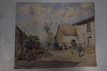 Aquarelle réprésentant Lemmes ( Meuse ) / Mai 1916 / 29,5 x 24 cm . André Debergue
