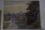 Aquarelle réprésentant Civray ( Vienne ) / 16-2-1913 / 32 x 25 cm. André Debergue