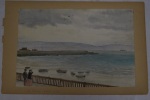 Aquarelle réprésentant Le Havre / Août 1903 / 22,5 x 15,3 cm. André Debergue