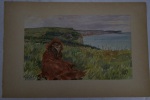 Aquarelle réprésentant Veules / Juin 1907 / 20,5 x 12,5 cm. André Debergue