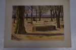 Aquarelle réprésentant les remparts d'Angoulême / Avril 1911 / 24,7 x 17 cm. André Debergue