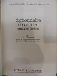 Dictionnaire des Rimes Orales et Écrites