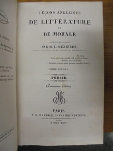 ENCYCLOPEDIE MORALE ou CHOIX DES ESSAIS du SPECTATEUR , DU BABILLARD ET DU TUTEUR. TOME I et LECONS ANGLAISES DE LITTERATURE ET DE MORALE. TOME II