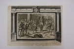 Gravure de la série l'Instruction au roi, en l'exercice de monter à cheval.. Antoine de Plunivel (1552-1620)