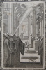 Saint Benoît sentant la mort venir, il fait ouvrir sa tombe et meurt debout, son âme s'élevant vers le ciel. Sébastien Leclerc (1637-1714)
